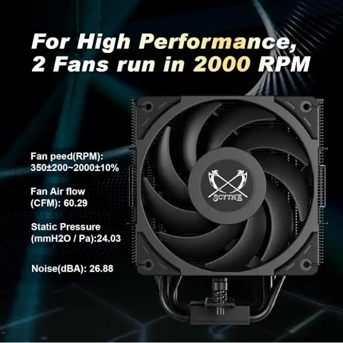 Scythe Mugen 6 Dual Fan Black Edition CPU Hava Soğutucu, Intel LGA1700, LGA1151, AMD AM5, AM4 Desteği, 120mm, Tek Kule, Alüminyum Üst Kapak (Mugen 6 Dual Fan Black Edition)