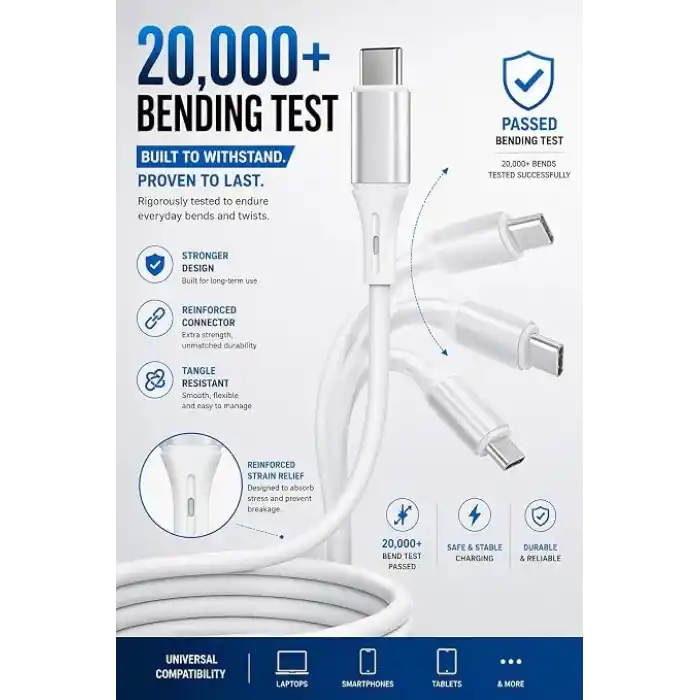2 Adet x 2 Metre Kablo Seti, Type C-Lightning 27Watt PD Hızlı Şarj, REMORAX Wahoo, Beyaz/Gümüş Metal