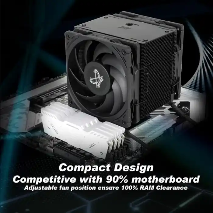 Scythe Mugen 6 Dual Fan Black Edition CPU Hava Soğutucu, Intel LGA1700, LGA1151, AMD AM5, AM4 Desteği, 120mm, Tek Kule, Alüminyum Üst Kapak (Mugen 6 Dual Fan Black Edition)