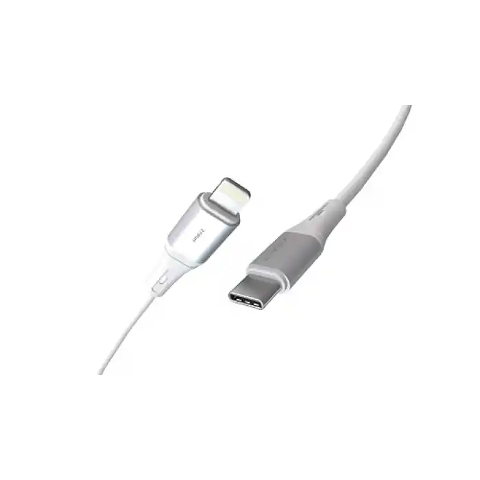 2 Adet x 2 Metre Kablo Seti, Type C-Lightning 27Watt PD Hızlı Şarj, REMORAX Wahoo, Beyaz/Gümüş Metal