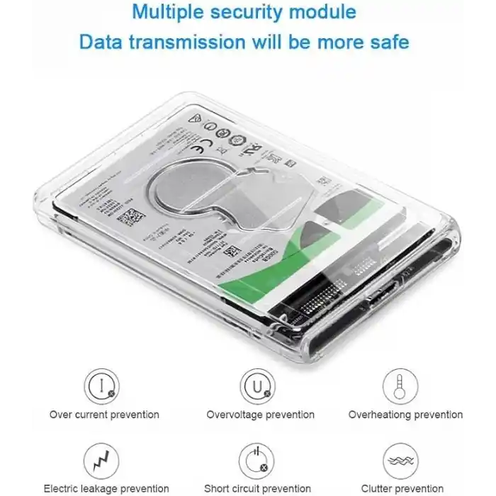 Lunatic 6642 2.5 USB 3.0 Harici SSD Harddisk Şeffaf Taşınabilir HDD Sata Kutusu USB 3.0 İLE 5 Gbps a Kadar Veri Aktarımı USB 2.0 or 1.1DESTEKLİ Tak-Çalıştır Led Işıklı 4TB (4000GB) Destekli