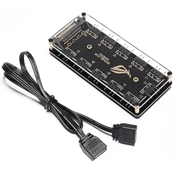Alfais 4847 ARGB RGB Led 3 Pin 11 Port 5V SATA Power Güç Fan Çoklayıcır Şerit Hub Kablo Splitter