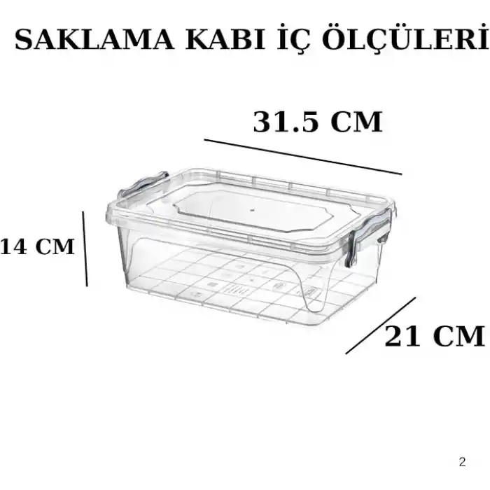 Dikdörtgen Şeffaf Plastik Erzak Saklama Kabı, Kapaklı, İstiflenebilir Depolama Kutusu (1 Adet, Şeffaf, 10 L)