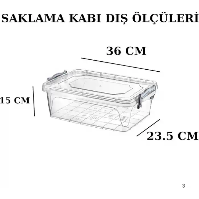 Dikdörtgen Şeffaf Plastik Erzak Saklama Kabı, Kapaklı, İstiflenebilir Depolama Kutusu (1 Adet, Şeffaf, 10 L)
