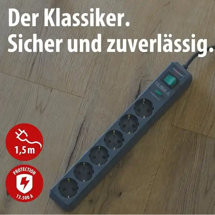 Brennenstuhl Eco-Line çoklu priz, yüksek gerilim korumalı, Gri, 1159700015