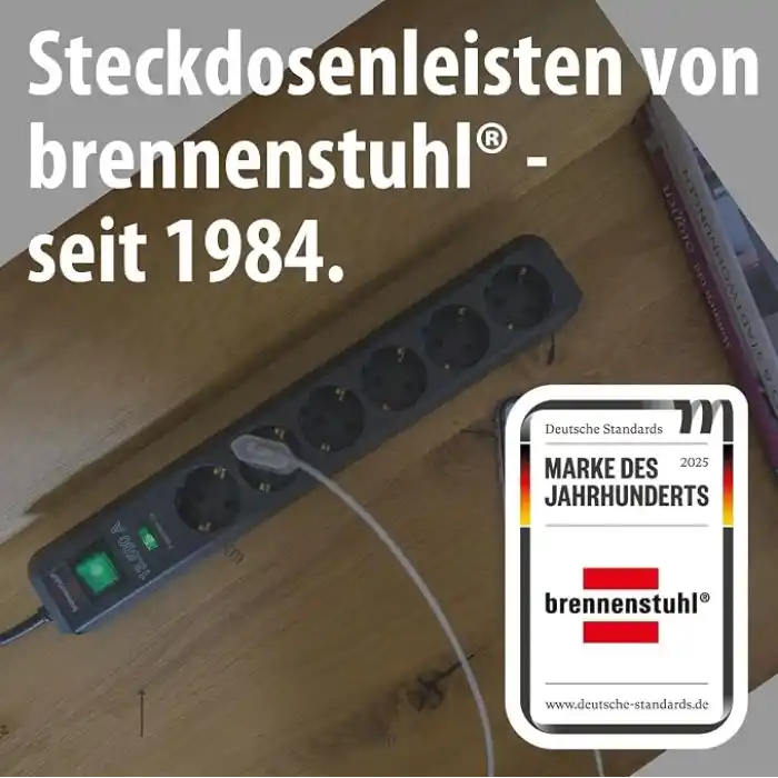 Brennenstuhl Eco-Line çoklu priz, yüksek gerilim korumalı, Gri, 1159700015