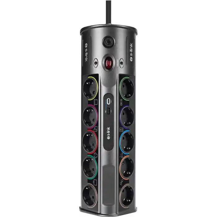 S-link PRZ01 PrizHive 3 Metre 1860 Joule 1.5mm 1 Usb 1 TypeC 2.1A/5V 16A 250V 3680W 10lu Akım Korumalı Priz