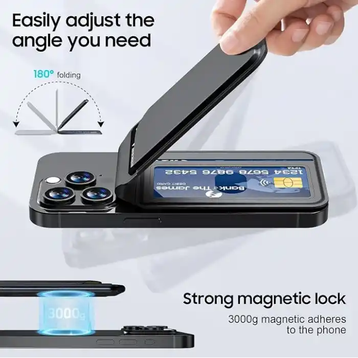AEE® Magsafe Uyumlu Manyetik Cüzdan Kartlık Standlı – iPhone 17/16/15/14/13/12 Uyumlu 2’si 1 Arada Deri Manyetik Telefon Cüzdanı, Güçlü Mıknatıs, Katlanabilir Standlı Premium Tasarım