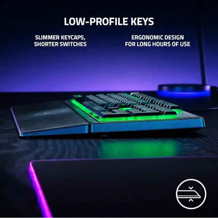 Razer Ornata V3 X - Düşük Profilli Oyun Klavyesi (Sessiz Membran Anahtarlar, Sıvı Dökülmesine Dayanıklı Tasarım, Ergonomik Bilek Desteğ) TR Düzeni | Siyah