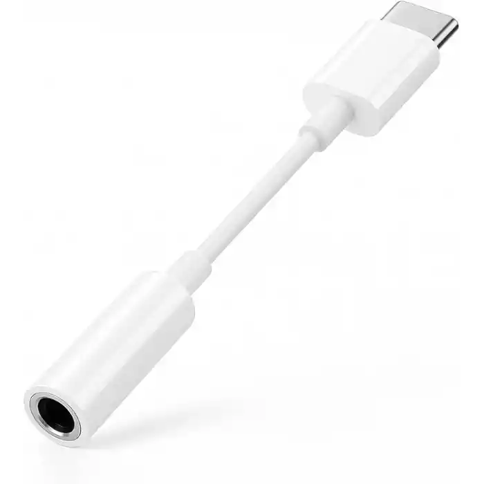USB-C To 3.5mm Jak Kulaklık Adaptörü - Dijital Dönüştürücü - Tüm Cihazlarla Uyumlu - Beyaz - Kompakt Tasarım - Yüksek Kaliteli Ses - Taşınabilir