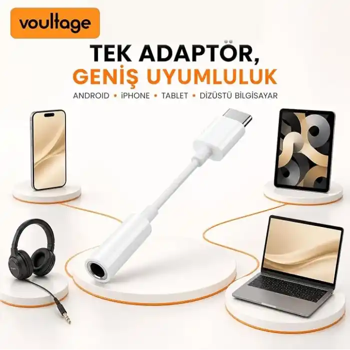 USB-C To 3.5mm Jak Kulaklık Adaptörü - Dijital Dönüştürücü - Tüm Cihazlarla Uyumlu - Beyaz - Kompakt Tasarım - Yüksek Kaliteli Ses - Taşınabilir