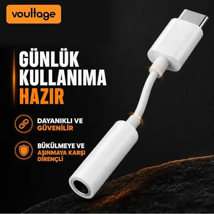 USB-C To 3.5mm Jak Kulaklık Adaptörü - Dijital Dönüştürücü - Tüm Cihazlarla Uyumlu - Beyaz - Kompakt Tasarım - Yüksek Kaliteli Ses - Taşınabilir