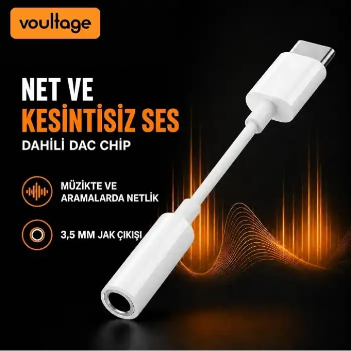 USB-C To 3.5mm Jak Kulaklık Adaptörü - Dijital Dönüştürücü - Tüm Cihazlarla Uyumlu - Beyaz - Kompakt Tasarım - Yüksek Kaliteli Ses - Taşınabilir