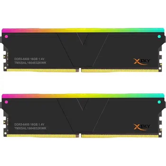 V-Color Manta XSky RGB 32GB (2x16GB) DDR5 6400MT/s CL32, AMD EXPO Uyumlu, SK Hynix IC, Oyun Masaüstü Bellek Modülü, Siyah