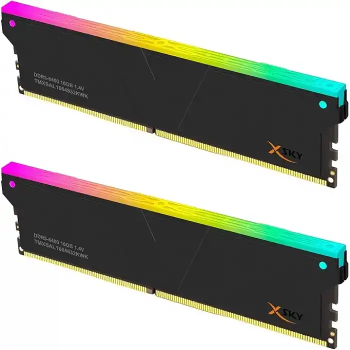 V-Color Manta XSky RGB 32GB (2x16GB) DDR5 6400MT/s CL32, AMD EXPO Uyumlu, SK Hynix IC, Oyun Masaüstü Bellek Modülü, Siyah