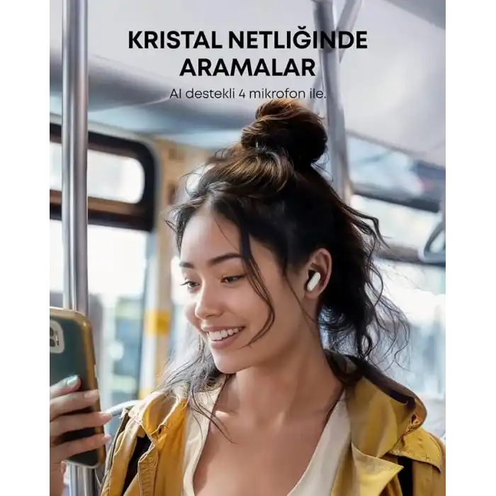 Soundcore R50i NC Kulak İçi Bluetooth Kulaklık, Gürültü Engelleme, Güçlü Bas, 45 Saat Çalma Süresi, 2si 1 Arada Kılıf ve Telefon Standı, IP54 Su Geçirmez, Beyaz - A3959