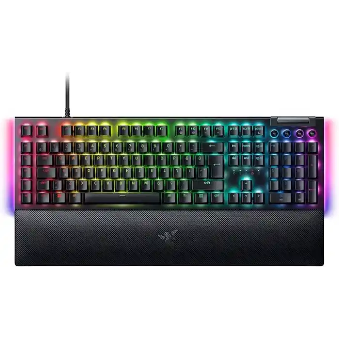 Razer BlackWidow V4 (Yeşil Anahtar) - Chroma RGB mekanik oyun klavyesi - Razer Snap Tap (tıklamalı mekanik anahtarlar, 6 özel makro tuşu, avuç içi dayanağı) TR düzeni | Siyah