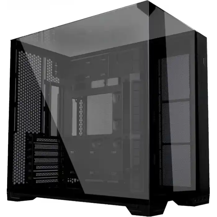 Lian Li O11 Vision Kompakt Siyah Çelik Temperli Cam ATX Orta Kule Bilgisayar Kasası-Geri Bağlantı Desteği-O11VPX