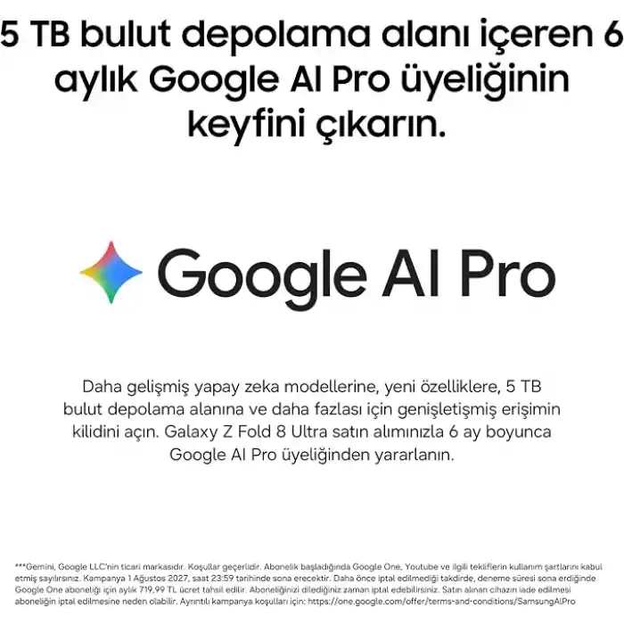 Samsung Galaxy Z Fold8 Ultra Grafit Gri, 512 GB Depolama, Özelleştirilmiş İşlemci, 5.000 mAh Pil, Yan Yana Çoklu Ekran, 12 GB RAM, 200 MP Kamera, Now Nudge, Photo Assist (Samsung Türkiye Versiyonu)