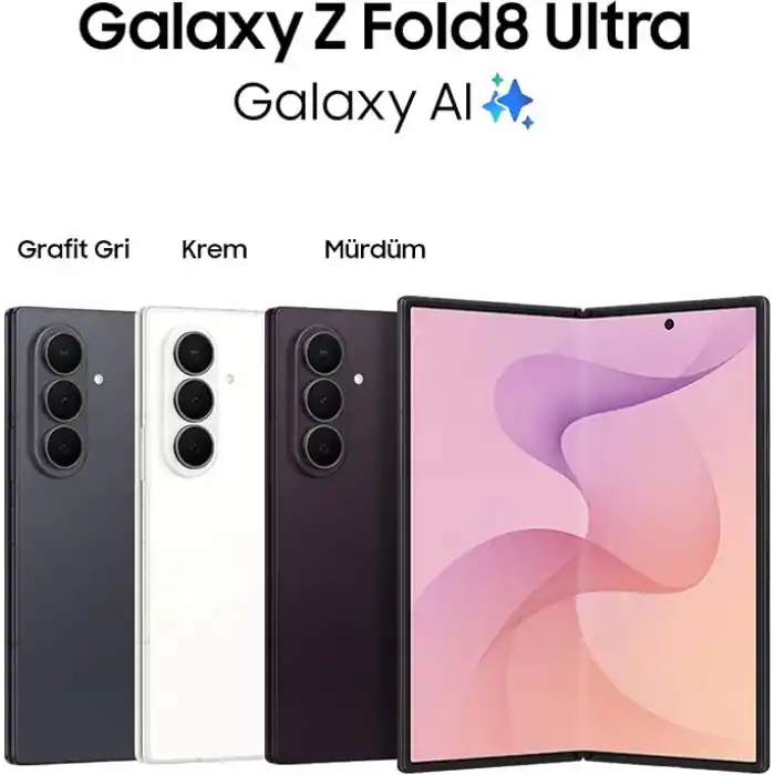 Samsung Galaxy Z Fold8 Ultra Grafit Gri, 512 GB Depolama, Özelleştirilmiş İşlemci, 5.000 mAh Pil, Yan Yana Çoklu Ekran, 12 GB RAM, 200 MP Kamera, Now Nudge, Photo Assist (Samsung Türkiye Versiyonu)