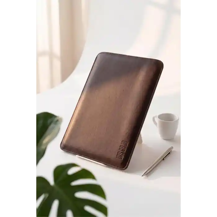 Minimalist 13 İnç Laptop Kılıfı, Vegan Deri, Su İtici Özellikli, Bilgisayar Notebook Laptop Çantası (Acı Kahve, 13 İnç)