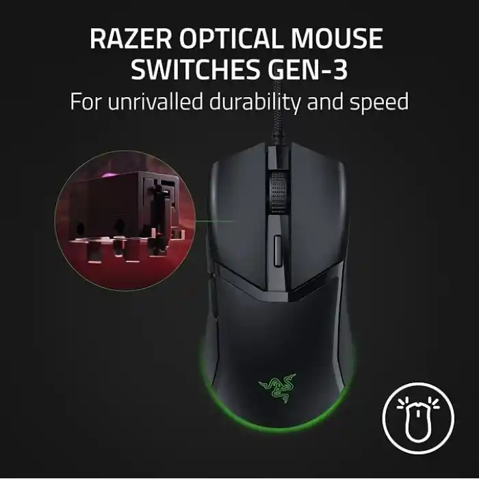 Razer Cobra - Chroma RGBye sahip hafif kablolu oyun faresi (tüy hafifliğinde 57g, 3-Nesil optik fare anahtarları, gövde altı aydınlatmalı Chroma aydınlatma, hassas sensör ayarları) Siyah