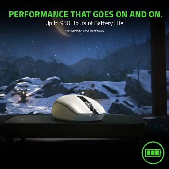 Razer Orochi V2-950 saate kadar pil ömrüne sahip mobil kablosuz oyun faresi (Ultra hafif tasarım, HyperSpeed Kablosuz ve Bluetooth, 2. Nesil Mekanik Fare Anahtarları) Beyaz