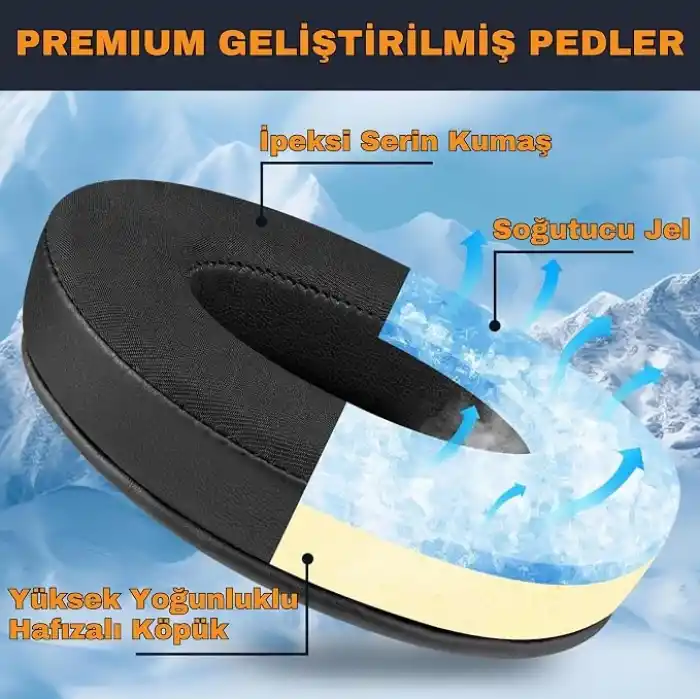 HyperX Cloud 3, Cloud 2, Cloud 1, Cloud Alpha, Flight, Stinger, Core Uyumlu Soğutucu Jel Kulaklık Pedi - İpeksi Serin Kumaş & Hafızalı Köpük (Memory Foam) Kulaklık Süngeri (Soğutucu Jel - Kumaş)