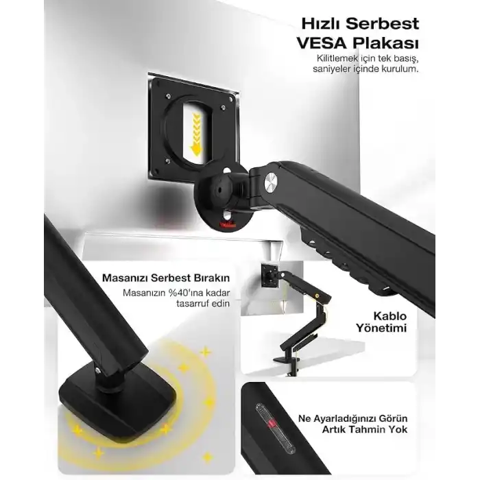 Nb Ergonomic North Bayou A5 17-32 Tek Kol 2-9 kg Vesa Uyumlu Monitör Standı
