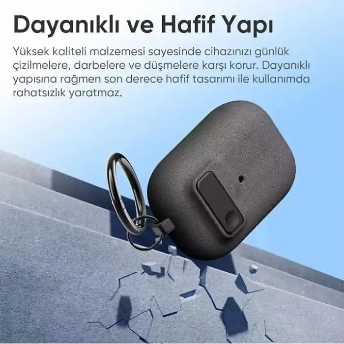 Minesk Airpods Pro 3 ile Uyumlu Fabric Serisi Özel Kilitli Tasarım ve Kumaş Yüzeyli Kılıf Darbelere Karşı Koruyucu Kapak (Gri, Airpods Pro 3 (2025))
