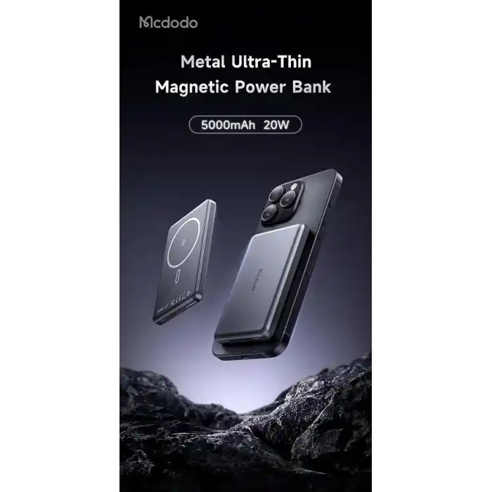 Mcdodo MC-4641 20W 5000mAh Metal Ultra İnce Kablosuz Powerbank Siyah