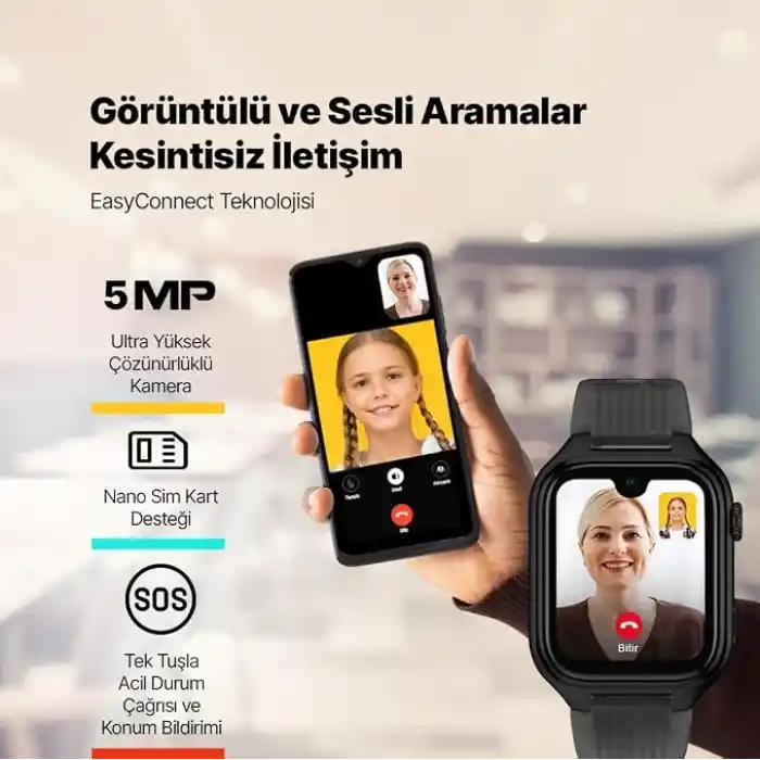 ttec Kidi Pro AMOLED Ekranlı GPS 4G Sim Kartlı Akıllı Çocuk Saati, 2KSW03 (Panter Siyahı)