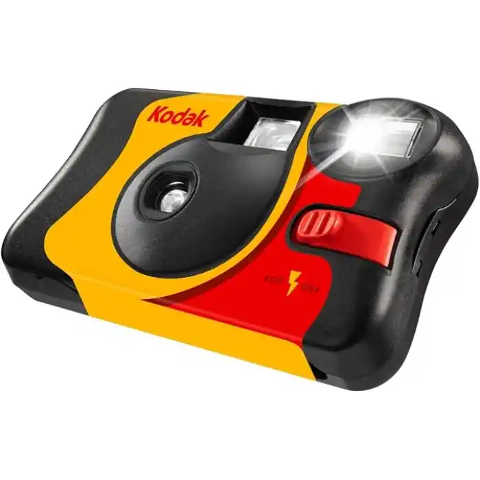 Kodak Fun Saver 27 + 12 3920949 tek kullanımlık kamera (3 m flaş aralığı, 135 film formatı, 800 film hassasiyeti (ISO), 39 adet resim) sarı/gri/kırmızı