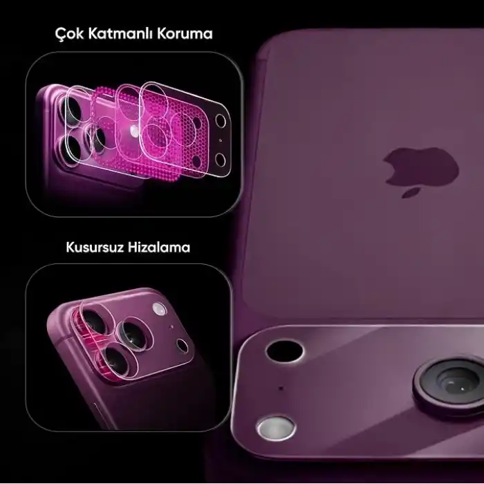 Minesk iPhone 18 Pro Max için Kolay Kurulum Kamera Adası Lens Etrafı Koruyucu TPU Film – Tam Kaplayan Koruma 2’li Paket (18 Pro Max)
