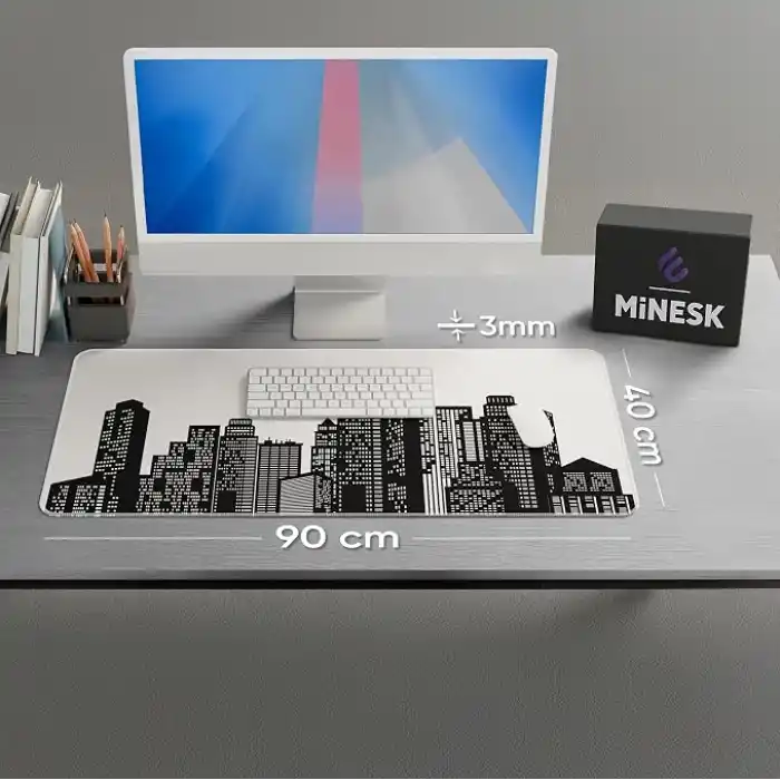 Minesk 90X40 CM XXL Gaming Mouse Pad [High Density Hybrid Kumaş] [Kaymaz Taban] [Yüksek Çözünürlüklü Baskı] Fare Altlığı Oyuncu Mousepad (The City)