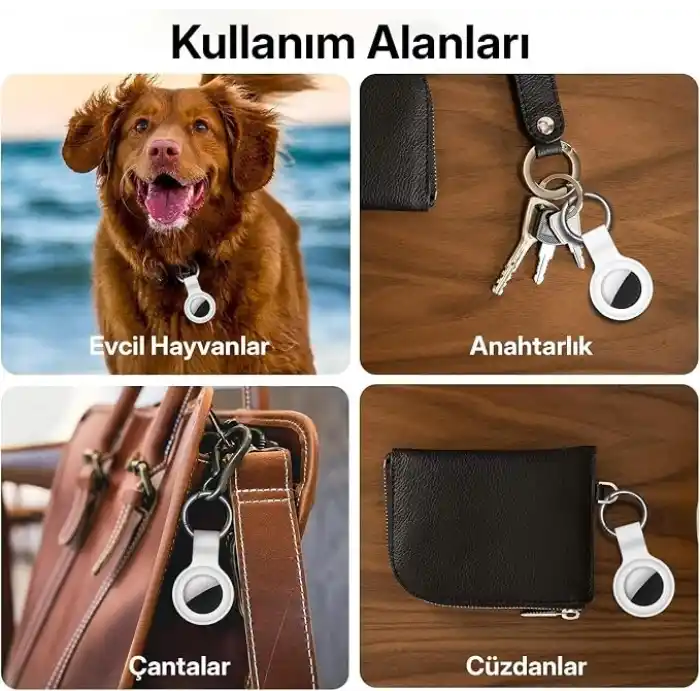 Minesk Airtag için Bir Pakette 4 ü Bir Arada Koruyucu Kılıf Karabinalı Cihaza Tam Oturan Yumuşak Silikon Anahtarlık (Renkli-1)
