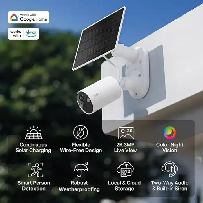 Tapo C410 KIT, 2K 3MP, Renkli Gece Görüşü, Şarj Edilebilir, IP65 Sertifikalı, Yerel/Bulut Depolama, 110° Açılı, Güneş Paneli Dahil, Kablosuz Bataryalı Güvenlik Kamerası Kiti