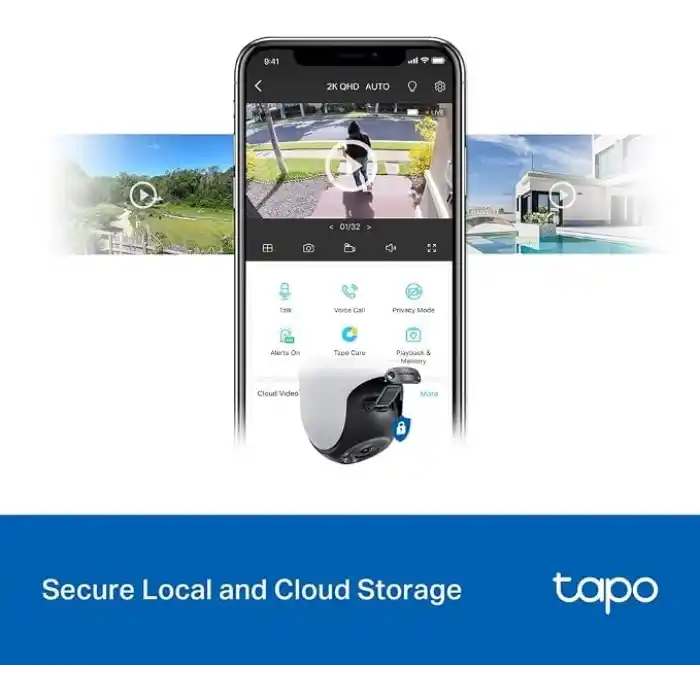 Tapo C520WS, 2K QHD Dış Mekan Wi-Fi/Ethernet Güvenlik Kamerası, Hareket Tespit/Takibi, 360°, IP66 Su Geçirmez, Renkli Gece Görüşü, Çift Yönlü Ses, Bulut/Yerel Depolama, Sesli ve Işıklı Alarm