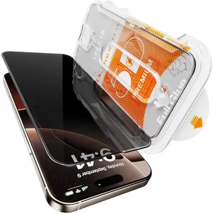 URUCHI iPhone 15/16 İle Uyumlu PREMIUM Gizlilik (Privacy) Ekran Koruyucu 45° Hayalet Görünüm, Kolay Kurulum Hizalama Aparatlı, Darbelere Karşı Ekstra Güçlü ve Toz Bırakmayan Temperli Cam