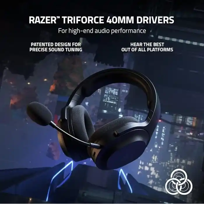 Razer Barracuda X - Kablosuz Çoklu Platform Oyun ve Mobil Kulaklık (SmartSwitch Çift Kablosuz, Ergonomik Tasarım, TriForce 40mm, Kardioid Mikrofon, Kulaklık Üstü Kontroller, 50 saat Pil USB-C) Siyah