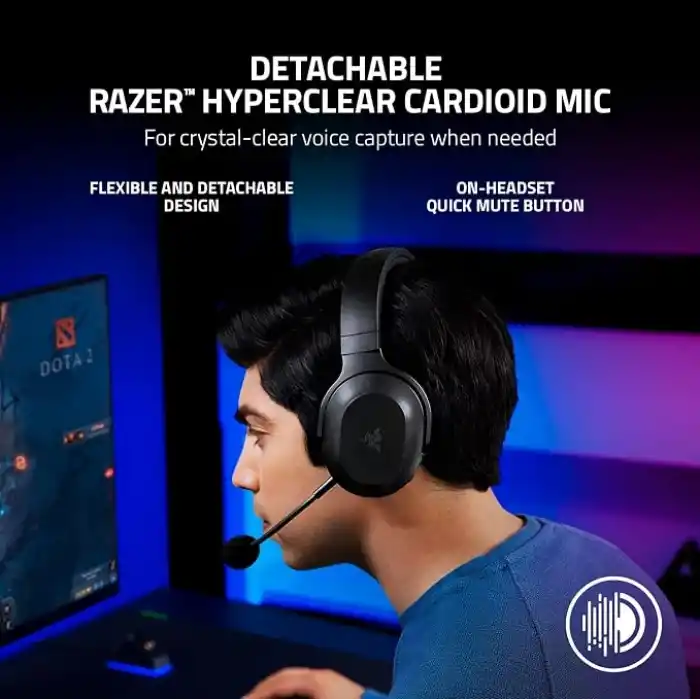 Razer Barracuda X - Kablosuz Çoklu Platform Oyun ve Mobil Kulaklık (SmartSwitch Çift Kablosuz, Ergonomik Tasarım, TriForce 40mm, Kardioid Mikrofon, Kulaklık Üstü Kontroller, 50 saat Pil USB-C) Siyah
