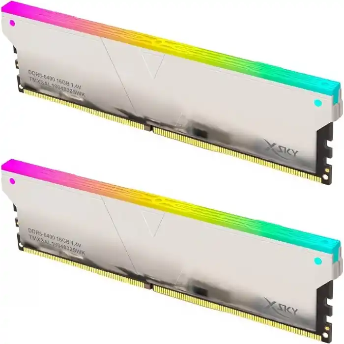 V-Color Manta XSky RGB 32GB (2x16GB) DDR5 6400MT/s CL32 1.4V, AMD EXPO Uyumlu, SK Hynix IC, Beyaz Masaüstü Bellek RAM / TMXSAL1664832WWK