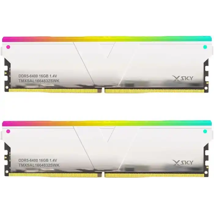 V-Color Manta XSky RGB 32GB (2x16GB) DDR5 6400MT/s CL32 1.4V, AMD EXPO Uyumlu, SK Hynix IC, Beyaz Masaüstü Bellek RAM / TMXSAL1664832WWK