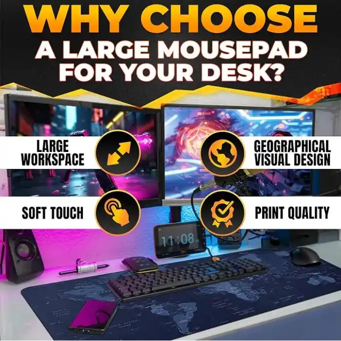 World XXL Profesyonel Ekstra Büyük Mouse Pad ve Bilgisayar Oyunu Mouse Mat Oyun Klavyesi Kaymaz Mouse Padler Masa için 89,9 cm x 39,9 cm Ev Ofis Masa Pedi Klavye ve Oyun Pedi için Fare Altlığı