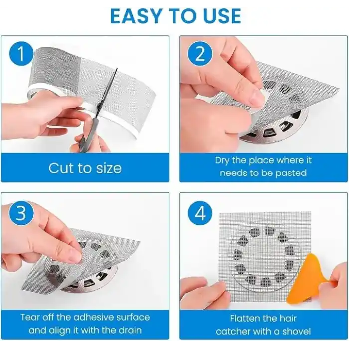 Jouis Mutfak Lavabo Duşakabin Küvet Süzgeci Saç Toplayıcı Banyo Gider Tıkanma Önleyici Elek Kesilebilir PVC File, Herhangi Bir Uzunlukta Kendin Yap Kullan At Duş Tahliyesi Kapak Süzgeci 4 Metre