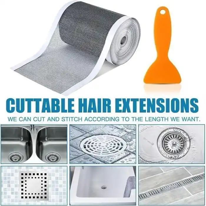 Jouis Mutfak Lavabo Duşakabin Küvet Süzgeci Saç Toplayıcı Banyo Gider Tıkanma Önleyici Elek Kesilebilir PVC File, Herhangi Bir Uzunlukta Kendin Yap Kullan At Duş Tahliyesi Kapak Süzgeci 4 Metre