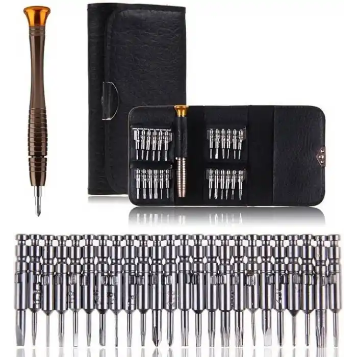 Orret Home 25 Parça Hassas Tornavida Seti, Deri Çantalı, Krom-Vanadyum Çelik, PC/Laptop/Telefon/Gözlük Tamir Seti, Torx/Düz/Yıldız Uçlu