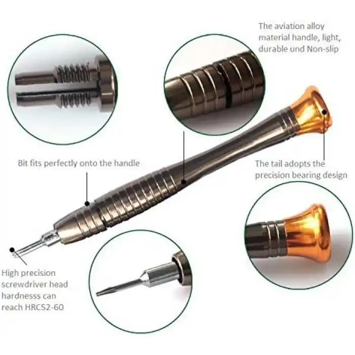 Orret Home 25 Parça Hassas Tornavida Seti, Deri Çantalı, Krom-Vanadyum Çelik, PC/Laptop/Telefon/Gözlük Tamir Seti, Torx/Düz/Yıldız Uçlu