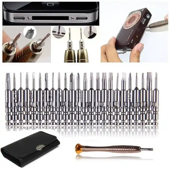 Orret Home 25 Parça Hassas Tornavida Seti, Deri Çantalı, Krom-Vanadyum Çelik, PC/Laptop/Telefon/Gözlük Tamir Seti, Torx/Düz/Yıldız Uçlu