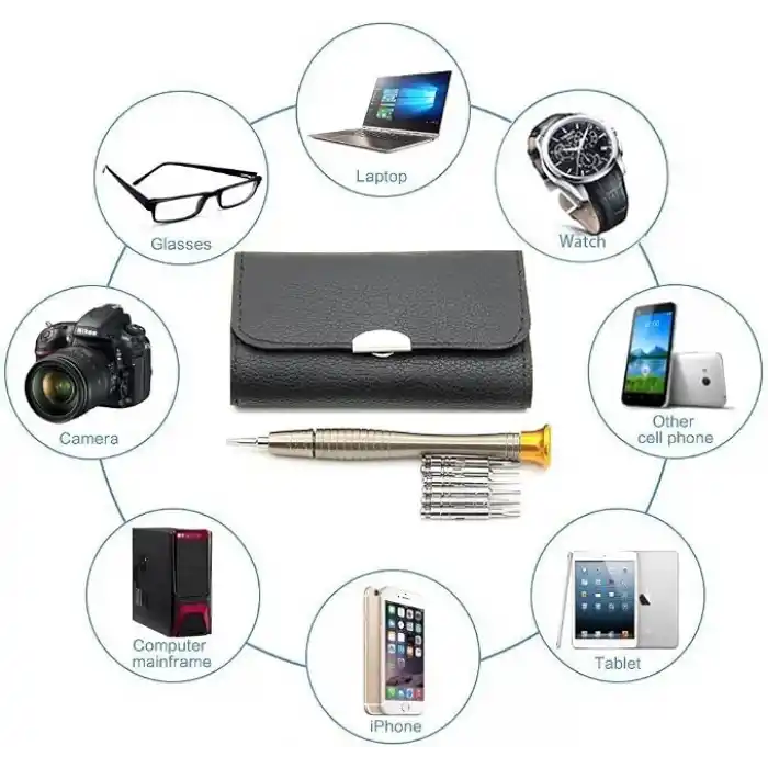 Orret Home 25 Parça Hassas Tornavida Seti, Deri Çantalı, Krom-Vanadyum Çelik, PC/Laptop/Telefon/Gözlük Tamir Seti, Torx/Düz/Yıldız Uçlu